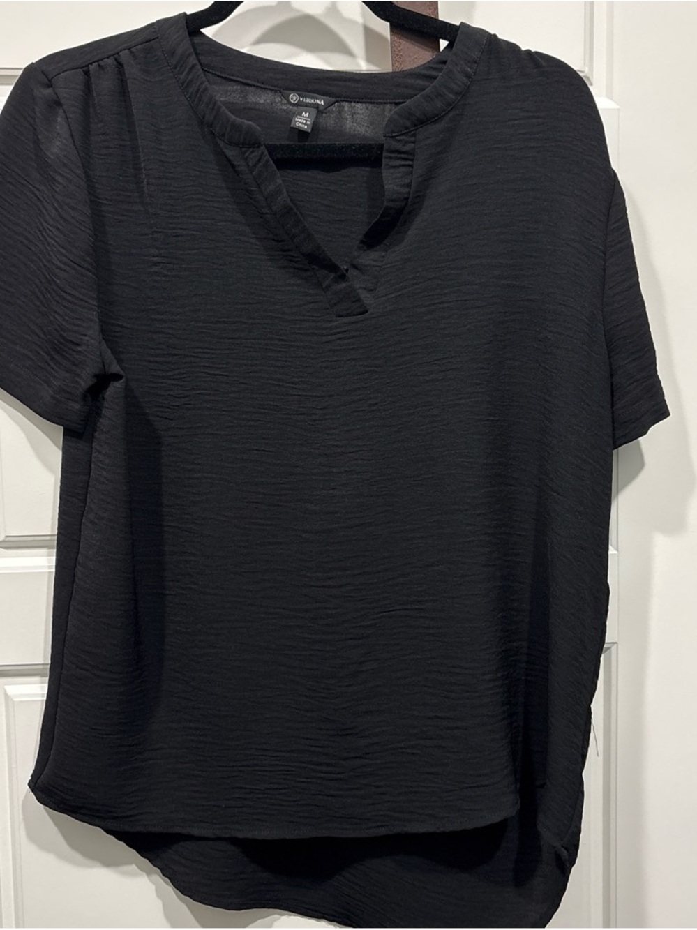 Black V-Neck Short Sleeve Women’s Top